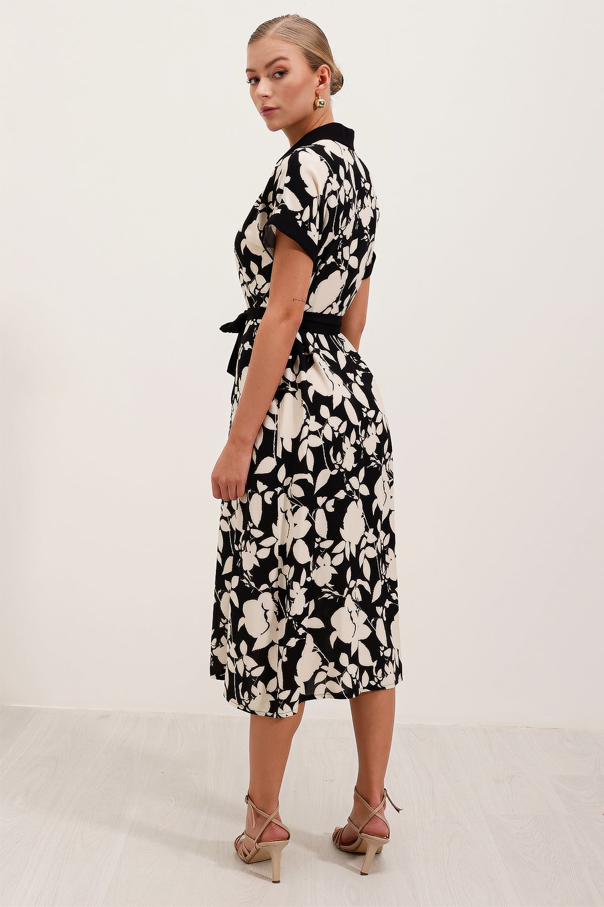 Robe Chemise À Motif - Noir